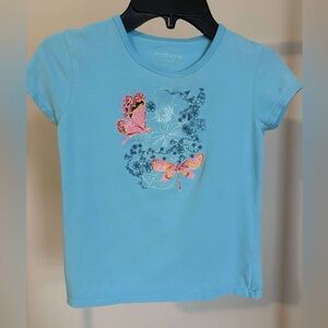 Arizona Jean Company Blue Tee with Pink Butterfly Design